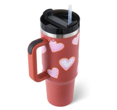 40 Oz Tumbler With Handle Straw Insulated, Stainless Steel Gifts For Valentine Lover Suitable For Car Gym Office Travel Sip Smarts